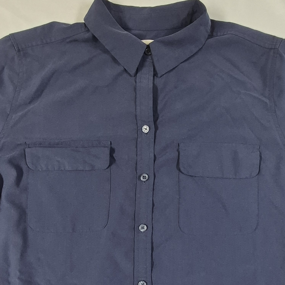 Chico's Sz 3 XL Navy Long Sleeve Button Up Blouse - Picture 2 of 7